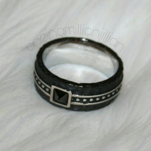 💝HPx2💝 Unisex Black-plated Stainless Steel Ring - Picture 2 of 3